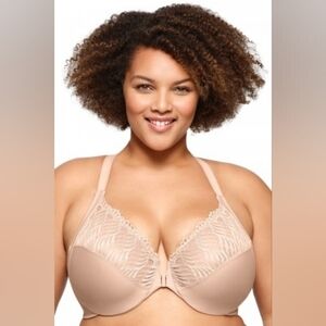 Sz 40F Nude Glamorise WonderWire Front Closure T-back Bra
